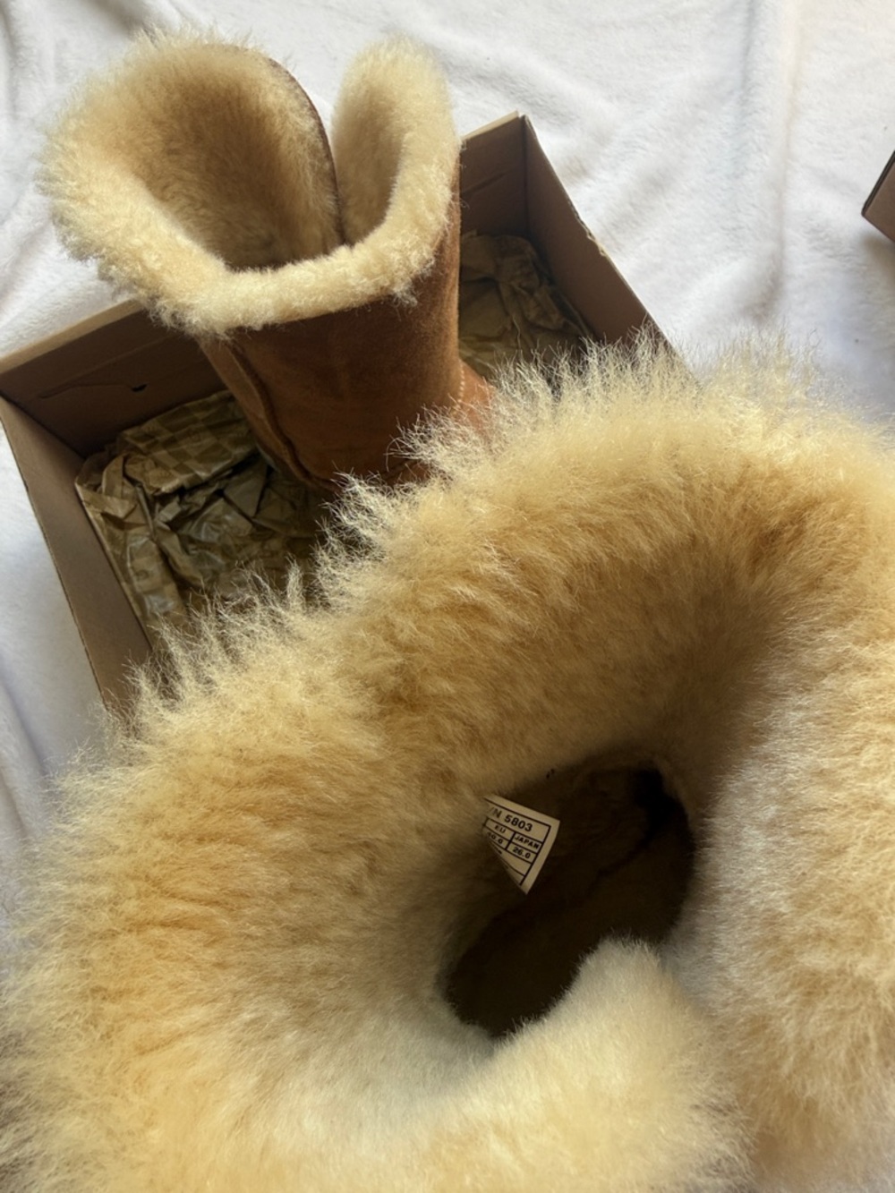 UGG Chestnut Suede Button Mid-Calf Shearling Boots - Picture 4 of 7